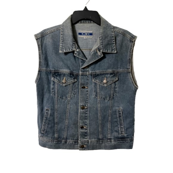 Vintage OP Ocean Pacific Blue Denim Vest Size Medium - Picture 2 of 4